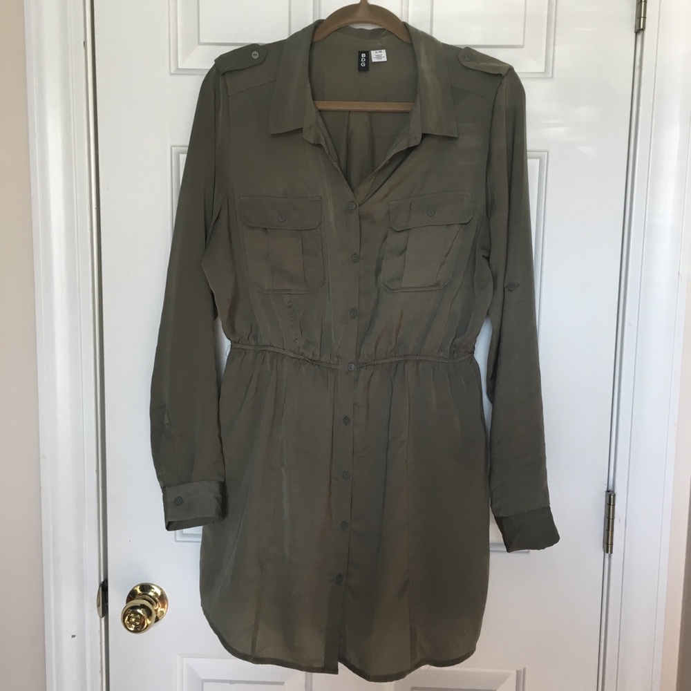 BDG • Hunter Green Button Down Shirt Dress Large